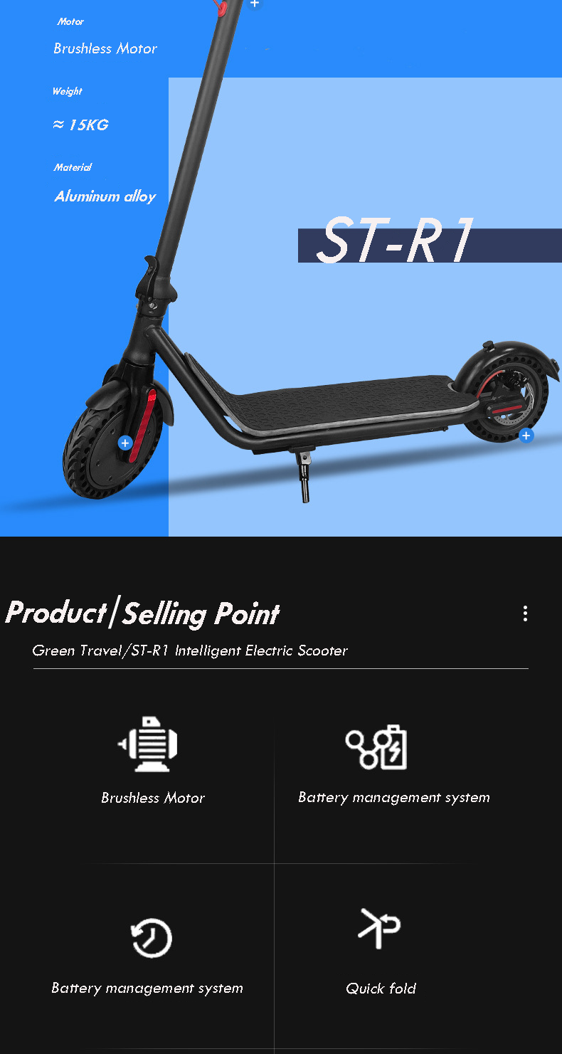 ST-R1 Electric scooter 350W 8 Inch Foldable Mobility E-scooter Adult 2 wheels Kick Scooters Wholesale