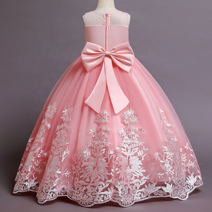 WY068 Kids Dress For Girls Wedding Tulle Lace Long Girl Dress Elegant Princess Party Pageant Formal Gown Dress For Teen Children