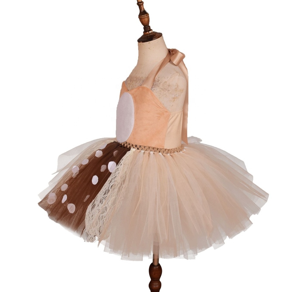 Kids Theme Party Fluffy Tutu Dress Christmas Deer Cosplay Costumes Little Girls Halloween Elk Tutu Skirt Dress