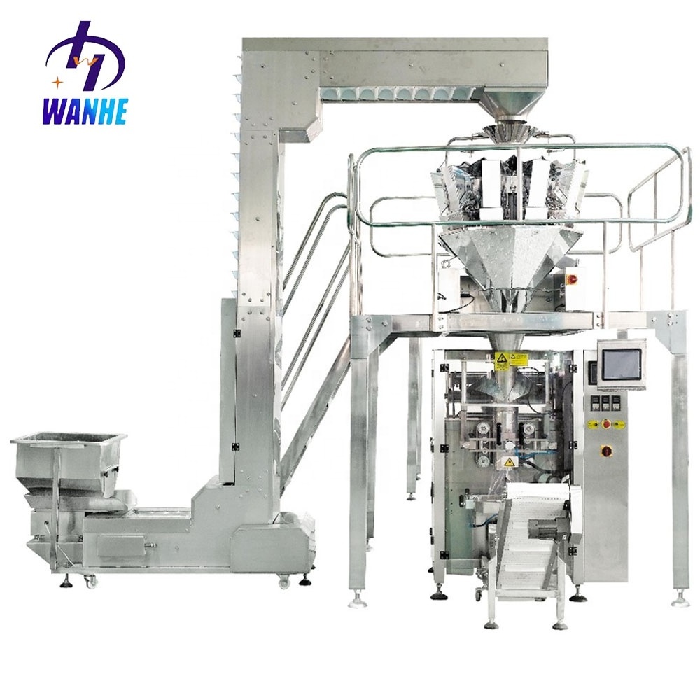 Automatic Vertical Grain Bag Packing Machine with Multihead Weigher Snack Granular Salt Sugar Dating Grain Bean Packing Machine