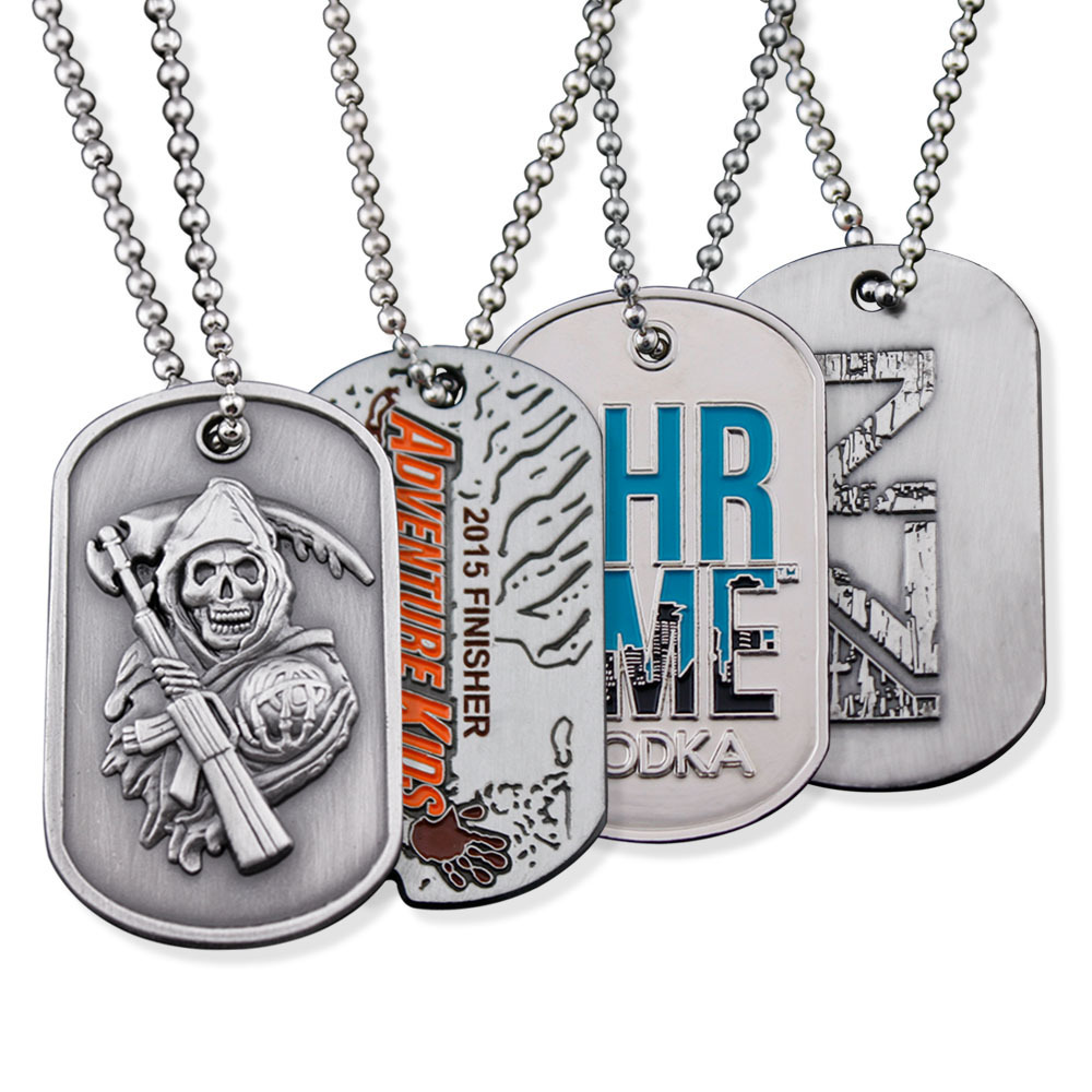 custom personalized  wholesale cheap metal necklace stainless steel sublimation blank dogtag dog tag