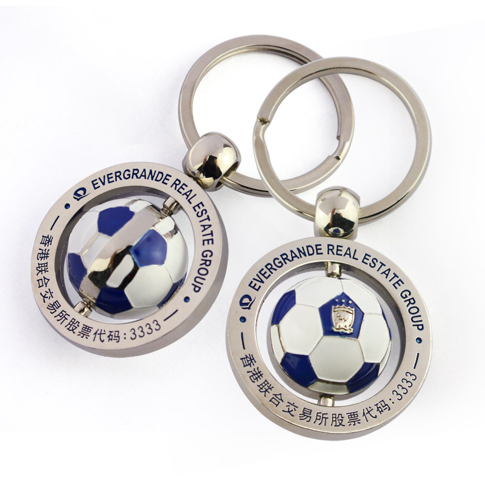 Wholesale Round Metal Football Teams Keychain/Custom Soccer Ball Keychain