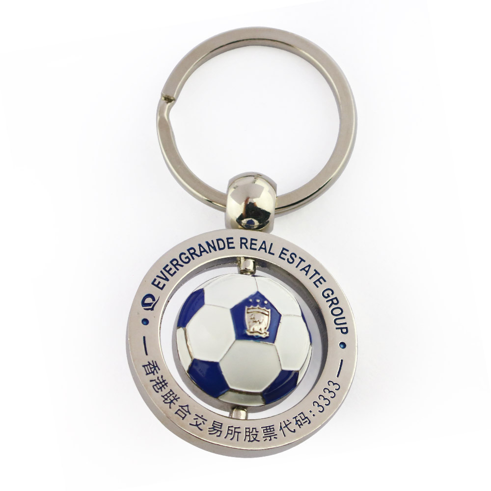 Wholesale Round Metal Football Teams Keychain/Custom Soccer Ball Keychain