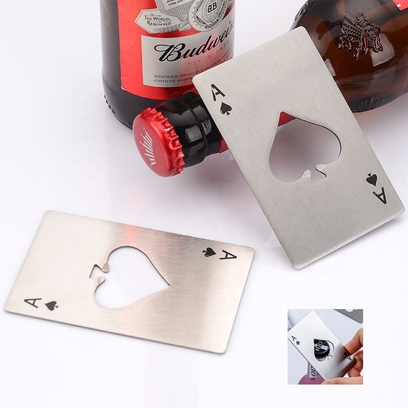 custom logo poker playing card beer bottle opener ace card  customized