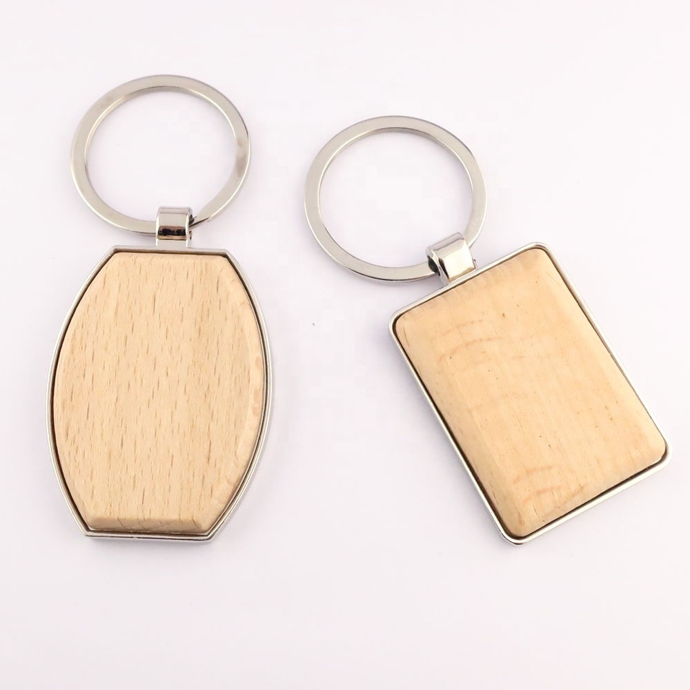 blanks wooden key chains wood keychain heart keyring with laser logo engraving