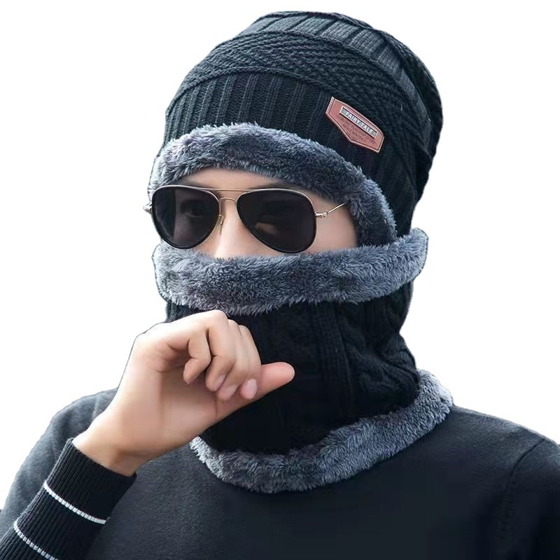 Wanshui Personalized Winter Beanie Hat Scarf Set Warm Knit Hat Thick Winter Cap Neck Warmer for Men Women