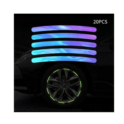 Car Stickers Reflective Colorful Car Wheel Hub Rim Stripe Tape Decal Sticker Decoration