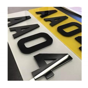 4D Number Plates  Laser Cut Gel Plates 5mm Acrylic Number Letters Plates  Black Self Adhesive