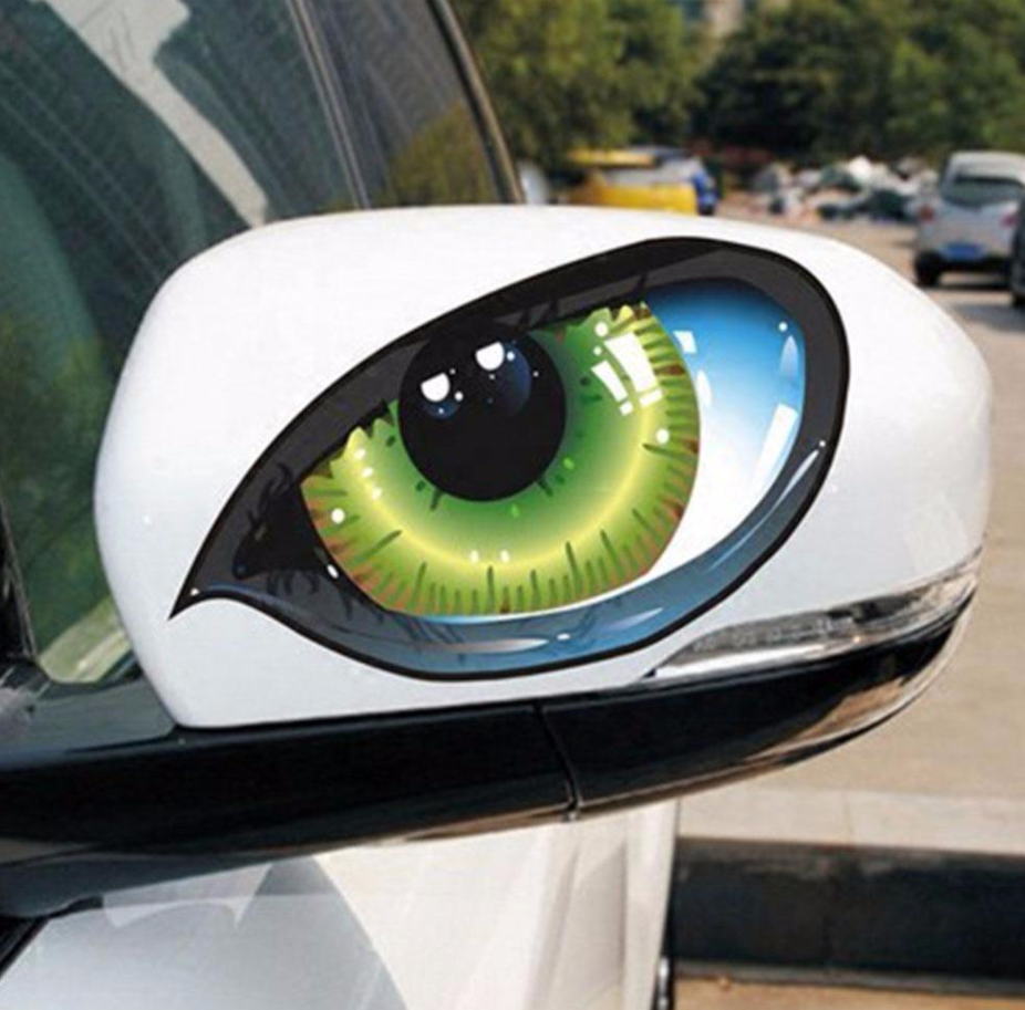 Car Stickers  3D Stereo Reflective Cat Eyes Car Sticker Creative Rearview Mirror Decal Universal Eye weatherproof vinyl stickers