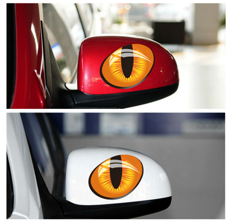 Car Stickers  3D Stereo Reflective Cat Eyes Car Sticker Creative Rearview Mirror Decal Universal Eye weatherproof vinyl stickers