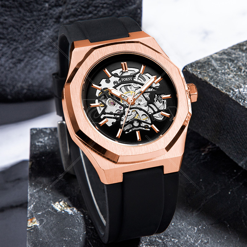 Private Label Auto Movement Luxury Stainless Steel Back Wrist Hand Custom Logo OEM Skeleton Mechanical Automatic Watch for Men