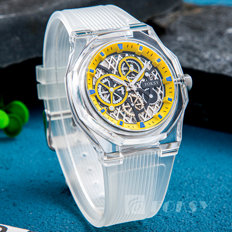 Wholesale Plastic Montre Homme Men Transparent Classic Luxury Custom Private Label Luxury Wrist Skeleton Automatic Watch