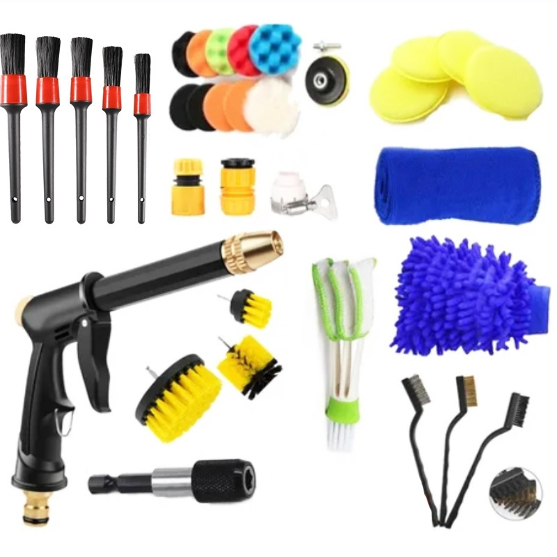 LATEST car cleaning kit 35 in 1 car washing gun brushes Washing Tool Kit with car wash accessories