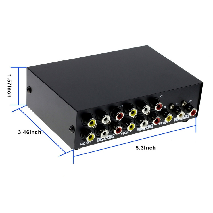 Hot Sale Black Lightweight Mini 4 Port Input 1 Output Audio Video AV RCA Switch Box