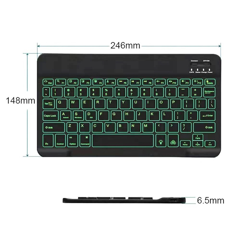 78 Keys 10 Inch RGB Colorful Backlit Blutoth Keyboard For Mobile Phone Tablet Wireless Keyboard