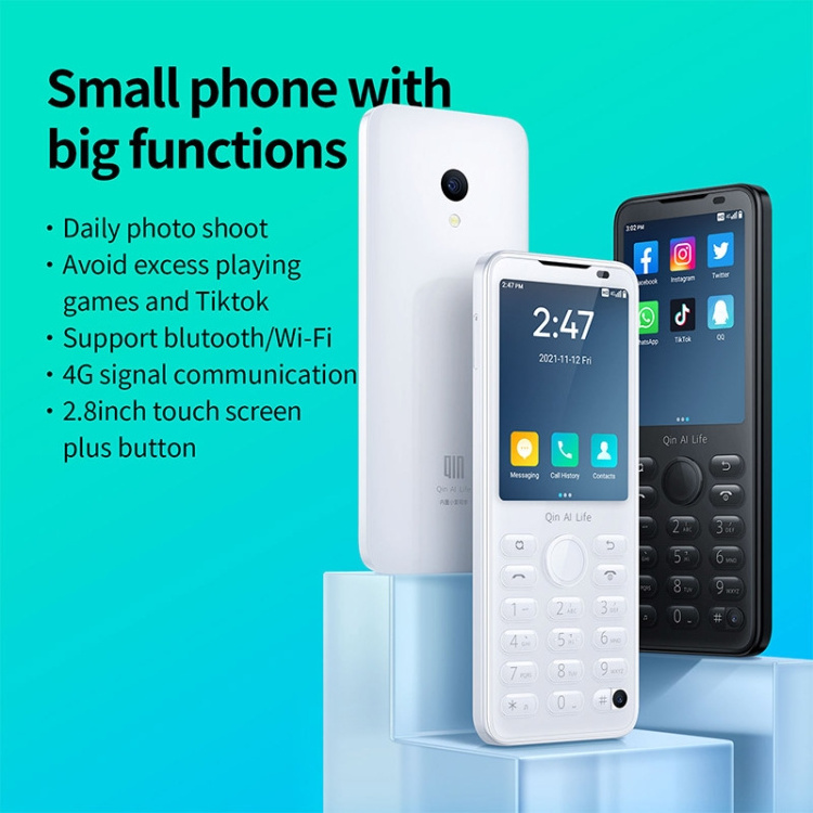 QIN F21 Pro Mini Card Phone 4GB+64GB 2.8 inches Mobile Phones 2150mAh 4G Android Smartphone