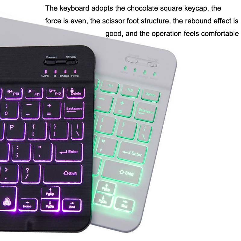 78 Keys 10 Inch RGB Colorful Backlit Blutoth Keyboard For Mobile Phone Tablet Wireless Keyboard