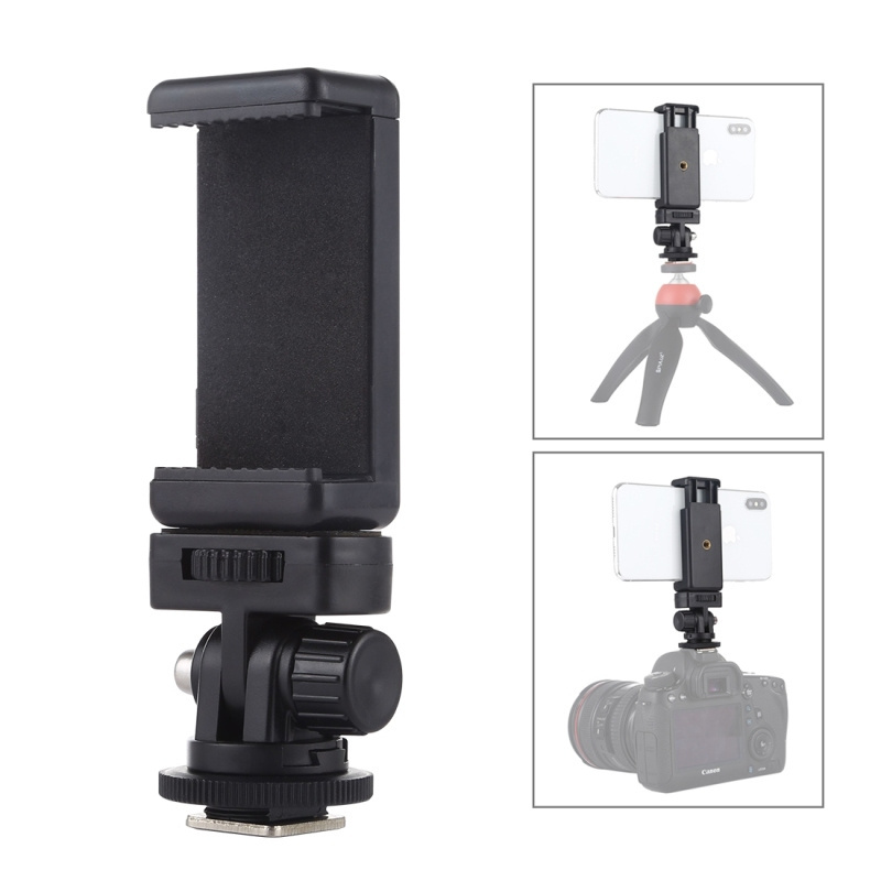 Dropshipping PULUZ 1/4 inch Screw Thread Cold Shoe Tripod Mount Adapter with Phone Clamp