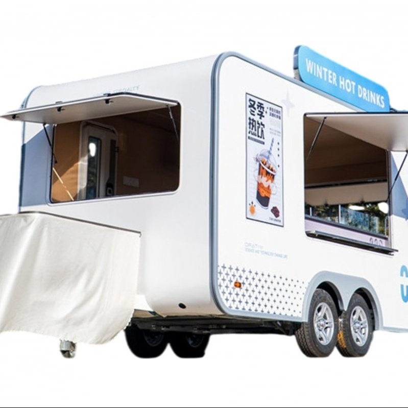 New Fast Food Trucks With Full Kitchen Equipment Mobile BBQ Concession Mobile Kitchen Snack Coffee Cart Food Trailer For Sale