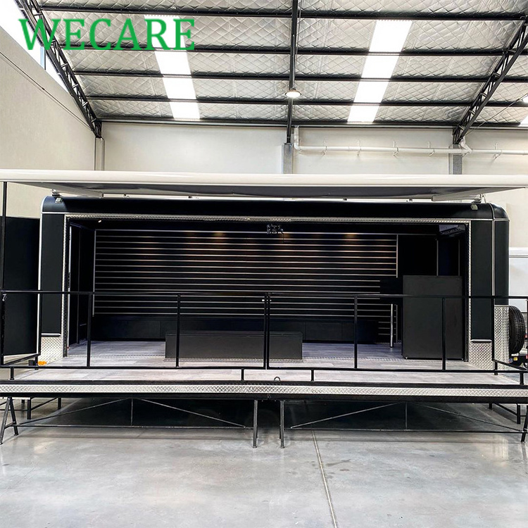 Wecare custom functional outdoor roof truss structure mobile stage exhibition trailer fast food truck with full kitchen for sale