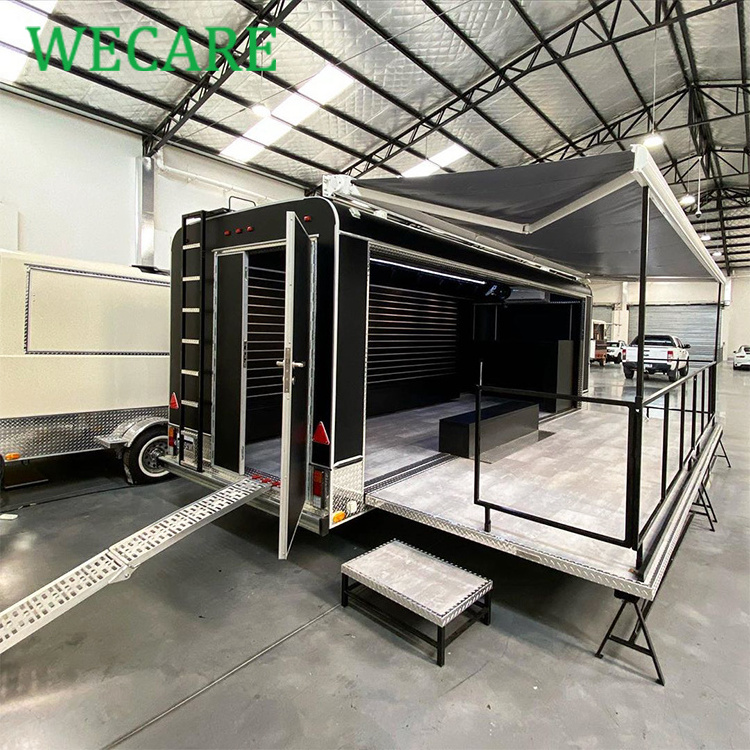 Wecare custom functional outdoor roof truss structure mobile stage exhibition trailer fast food truck with full kitchen for sale