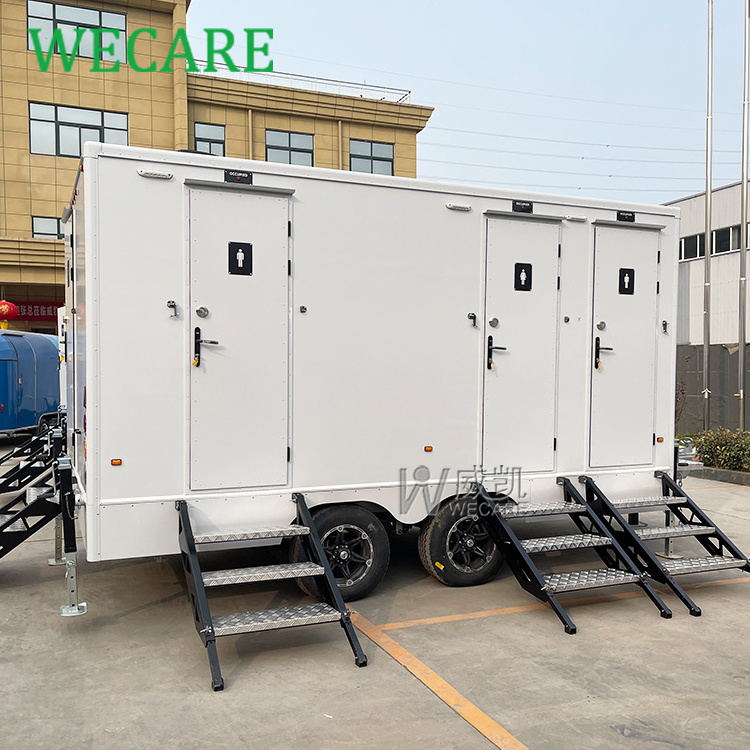 Wecare 450*210*210cm mobile toilets outdoor camping trailer portable ac restrooms porta potty luxury for sale