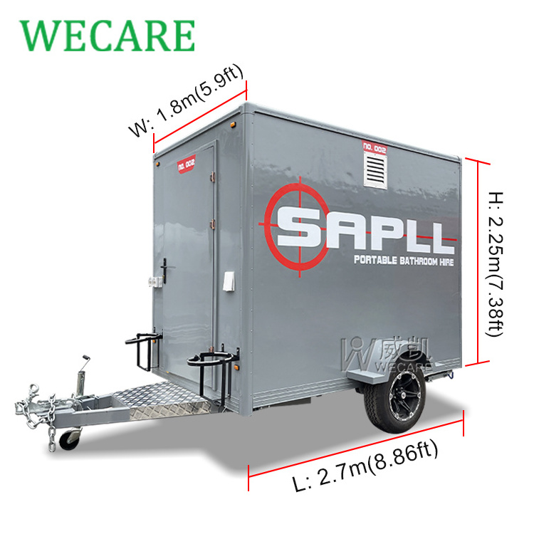 Wecare mobile portable washroom toilet with shower container room outdoor for camping