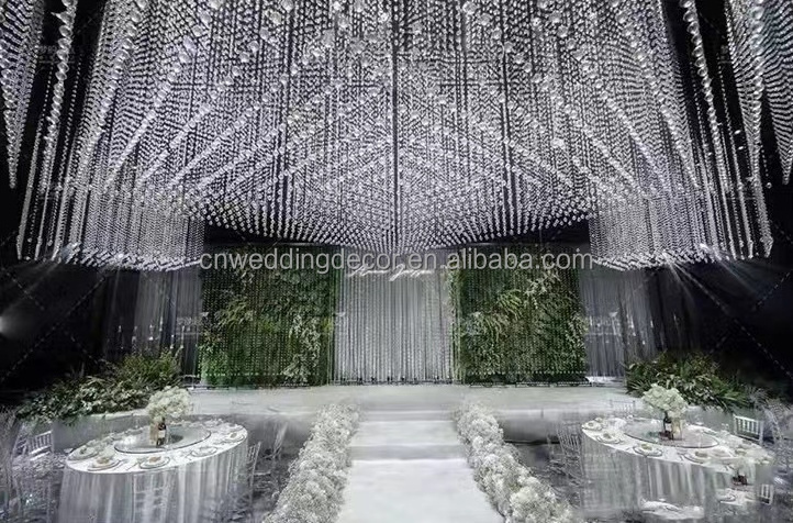 String  Curtain With Crystal  Ceiling Drapes  Mandap Drapes for wedding decoration event hall decor