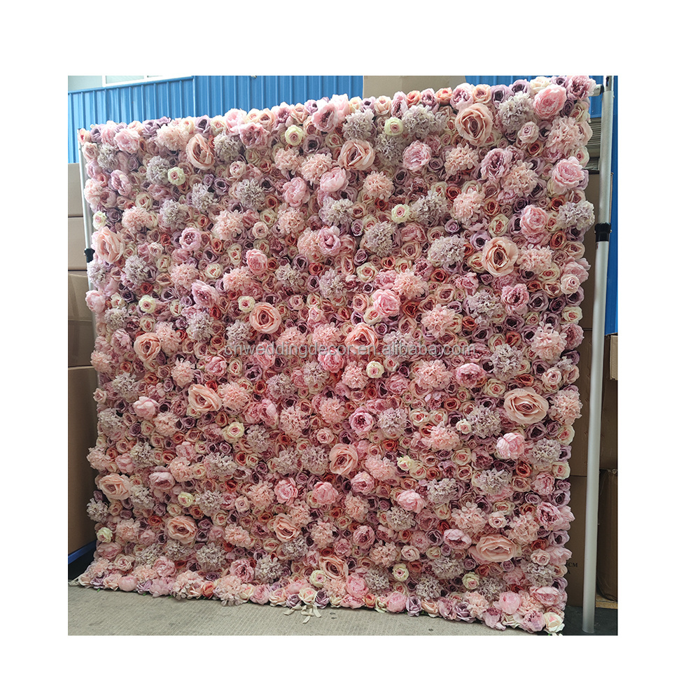 wholesale fabric back roll up white artificial rose floral wall backdrop wedding flower wall backdrop