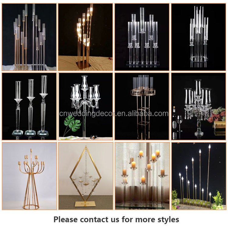 Hot Sale Metal Black Gold Candle Holder Centerpiece For Wedding Table Decoration