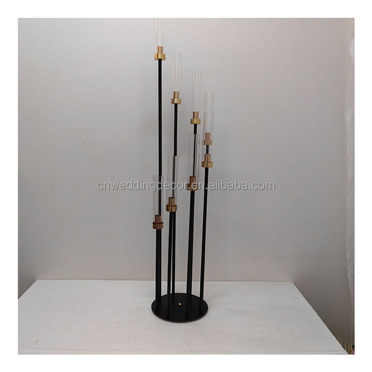 Hot Sale Metal Black Gold Candle Holder Centerpiece For Wedding Table Decoration