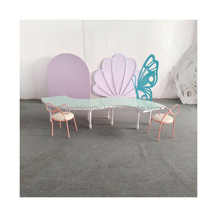 Luxury Stainless Steel Event Party Wedding Serpentine Children Kid Table