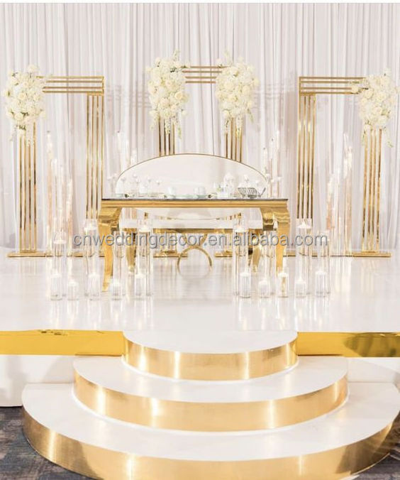 Wedding Supplies Shining Gold Metal Wedding Arch Backdrop Stand Wedding Decoration