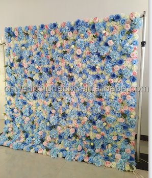 New Baby Blue Floral Wall Blue Color Artificial Flower Wall Blue Flower Backdrop for Wedding Baby Shower Party Decor