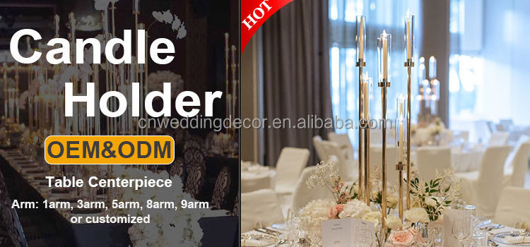 Hot Sale Metal Black Gold Candle Holder Centerpiece For Wedding Table Decoration