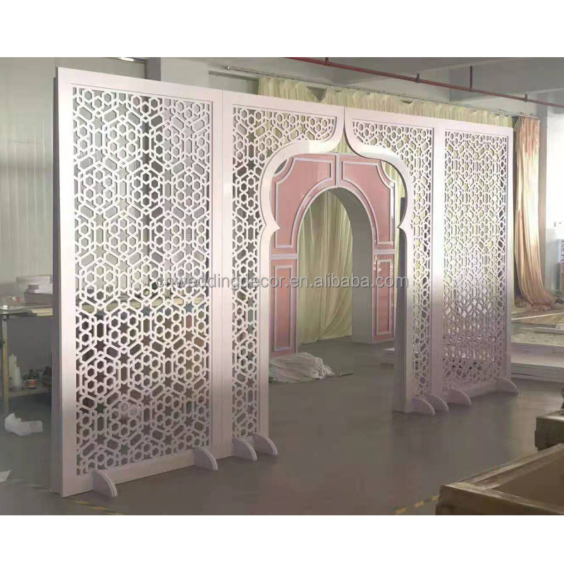 Indian style engraved white panel backdrop for event decoration wedding