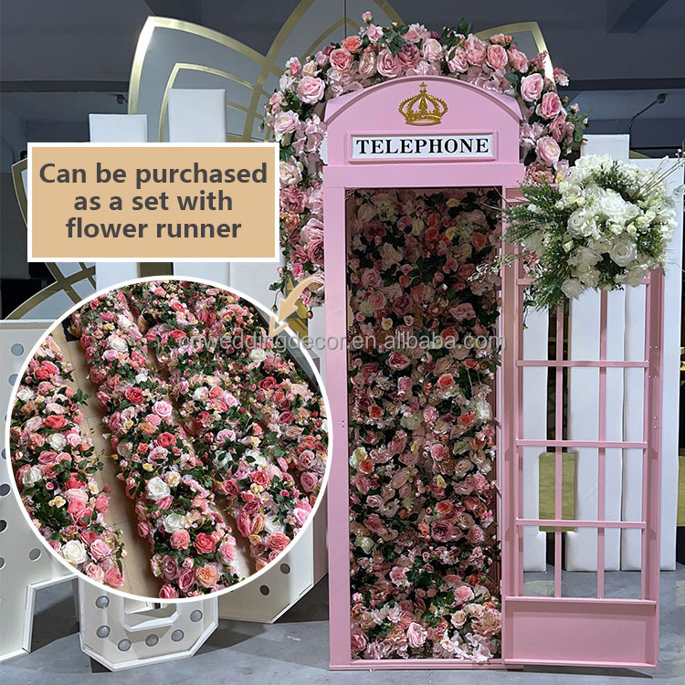 Popular Wedding Decoration London Style Metal White Pink Telephone Booth For Sale