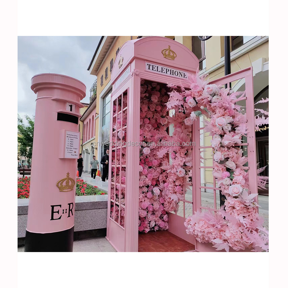 Wedding reception decor pink antique london public telephone box phone booth  for sale