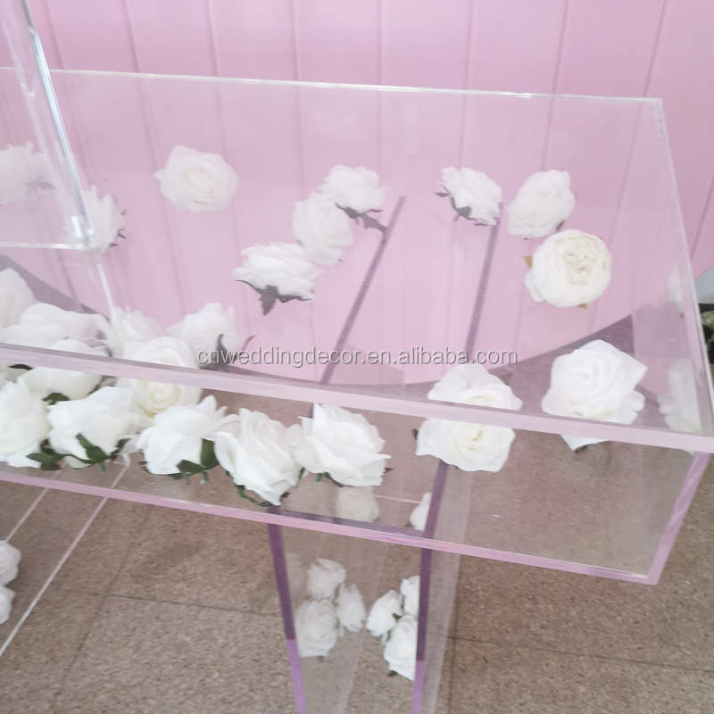 Luxury Flower Table Clear Transparent Acrylic Ghost Table for Wedding Party