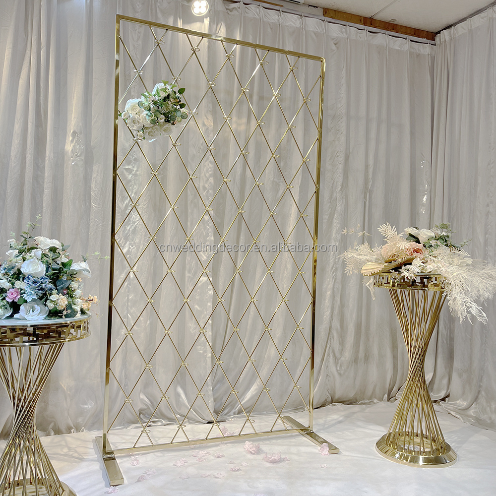 Mehndi event decoration props gold stainless steel candle wall background for wedding banquet hall decor