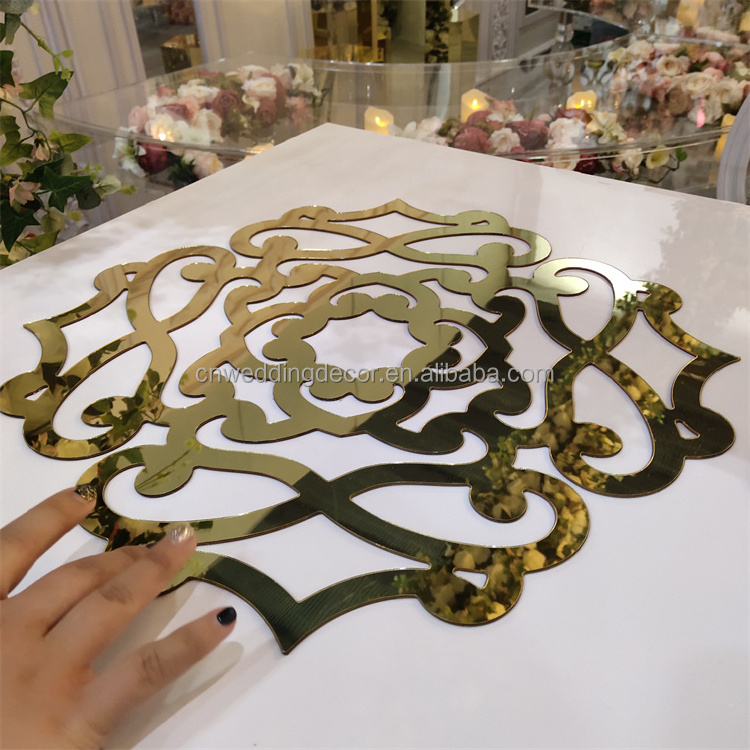 11 Inches Wedding Gold Mirror Glitter Charger Plate For Wedding Table Guest Decorations