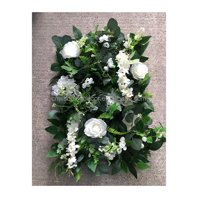 New Different Types to Customize Latest Designs Backdrop Silk Flower Wall Green And White Flower Wall Panel for Wedding Decor