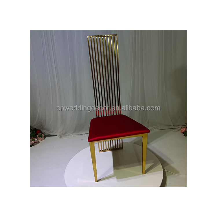 High Back Royal Throne Bridal Chair Event Gold Stainless Steel Wedding Chair for Hotel