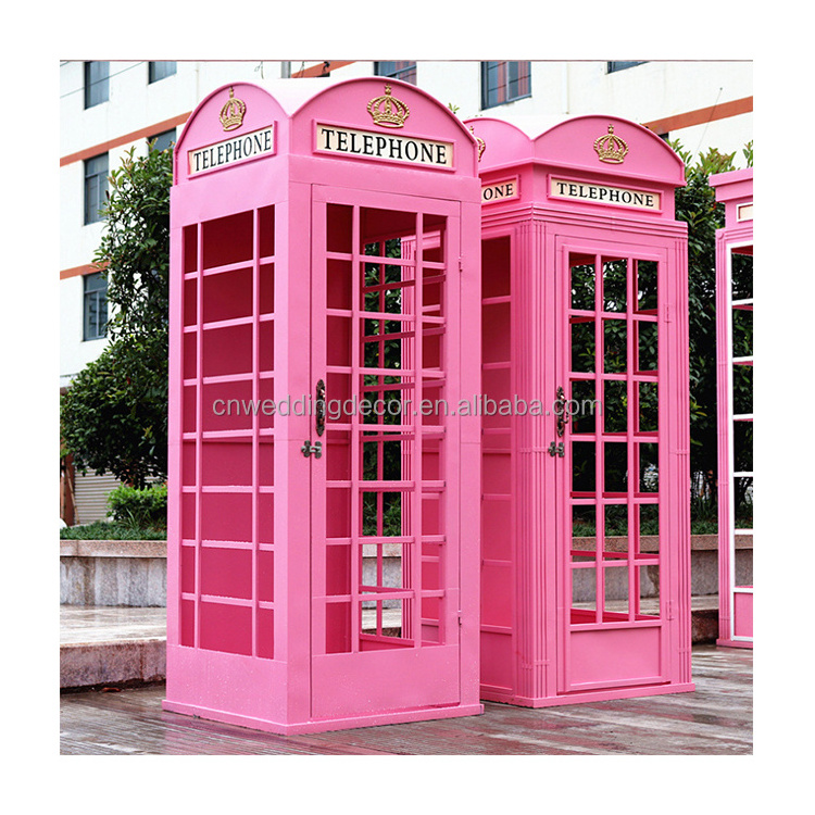 Wedding reception decor pink antique london public telephone box phone booth  for sale