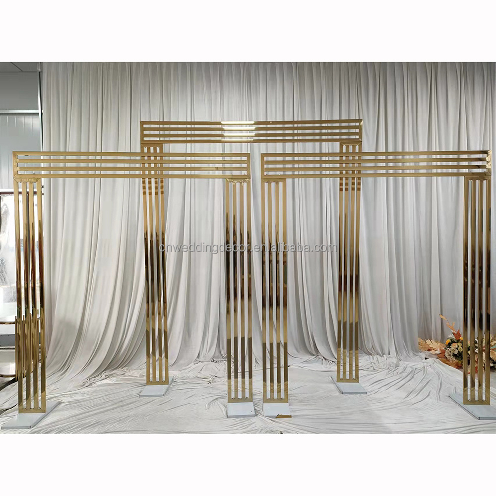 Wedding Supplies Shining Gold Metal Wedding Arch Backdrop Stand Wedding Decoration