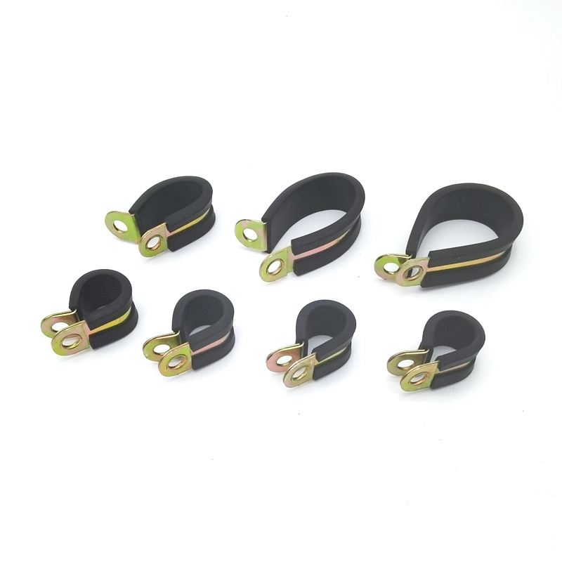 Galvanized Iron Rubber Lined P Style Clips Fist Clamping EPDM R Clip P Type With Rubber Pipe Hose Hanging Clamps