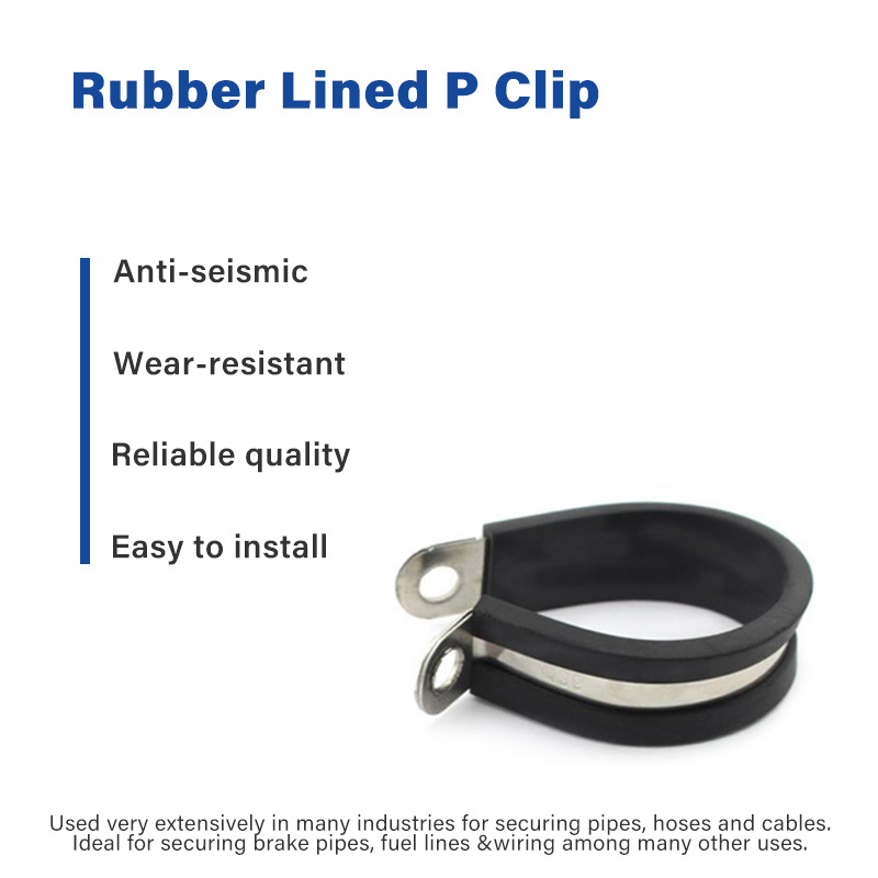 Galvanized Iron Rubber Lined P Style Clips Fist Clamping EPDM R Clip P Type With Rubber Pipe Hose Hanging Clamps