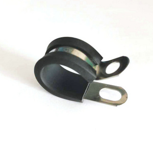 Oem Custom Stainless Steel P Clamp Metal P Type Clip Rubber Lined Hose Clamps Coated 1/4" Diameter In Black Hose Clamps