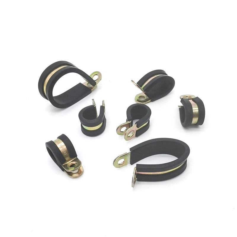 Galvanized Iron Rubber Lined P Style Clips Fist Clamping EPDM R Clip P Type With Rubber Pipe Hose Hanging Clamps