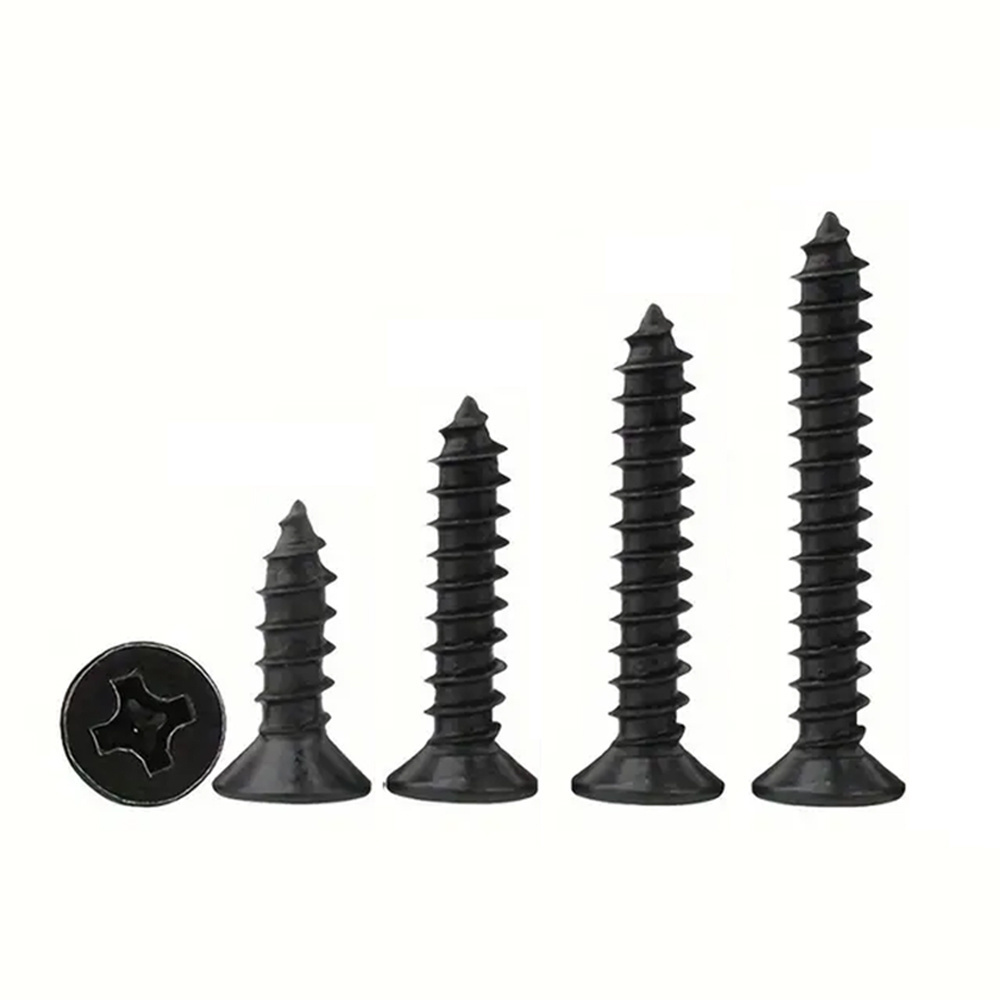 Black Metal Steel 4.8 8.8 10.9 12.9 Self Tapping Nails Phillips Cross Recess Flat Countersunk Head Wood Self Tapping Screws